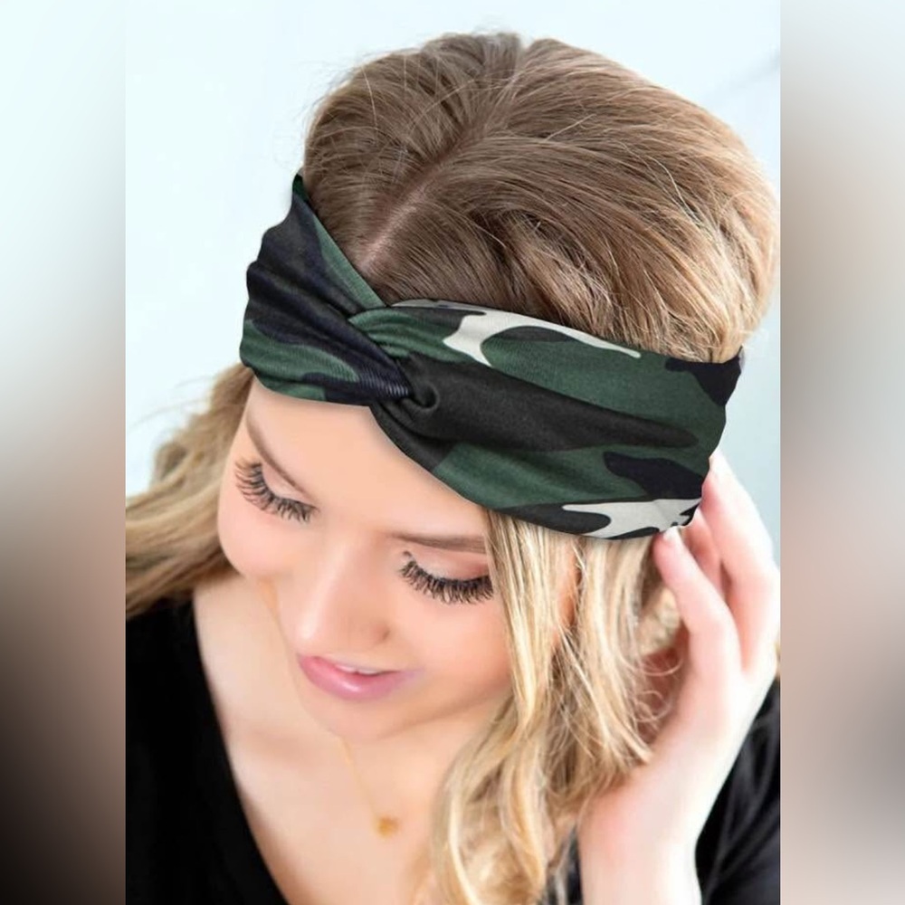 Army Green Camo Twist Yoga Sport Headband NEW